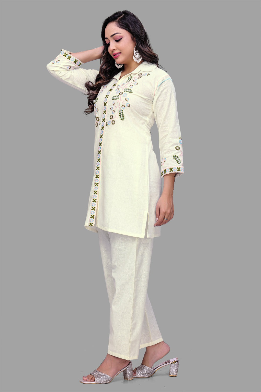 Ivory Elegance Embroidered Co-Ord Set