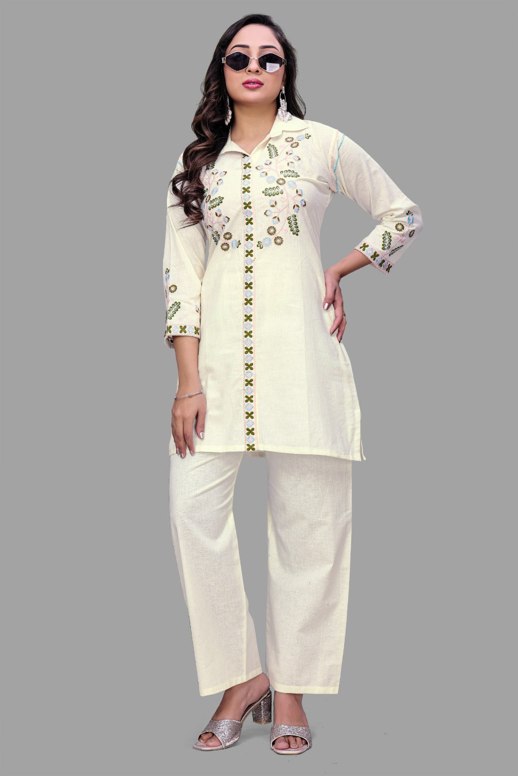 Ivory Elegance Embroidered Co-Ord Set