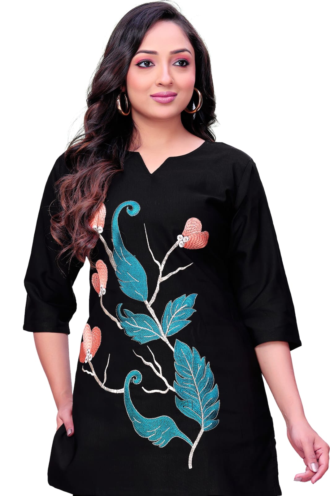 Black Floral Embroidered Kurti Palazzo Set
