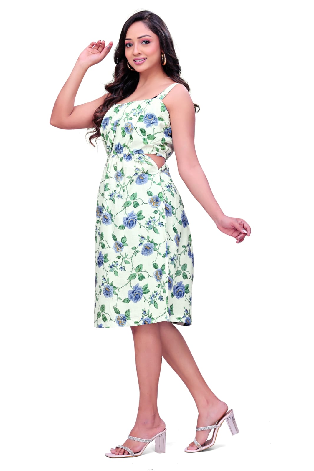 Summer Bloom Printed Cut-Out Dress