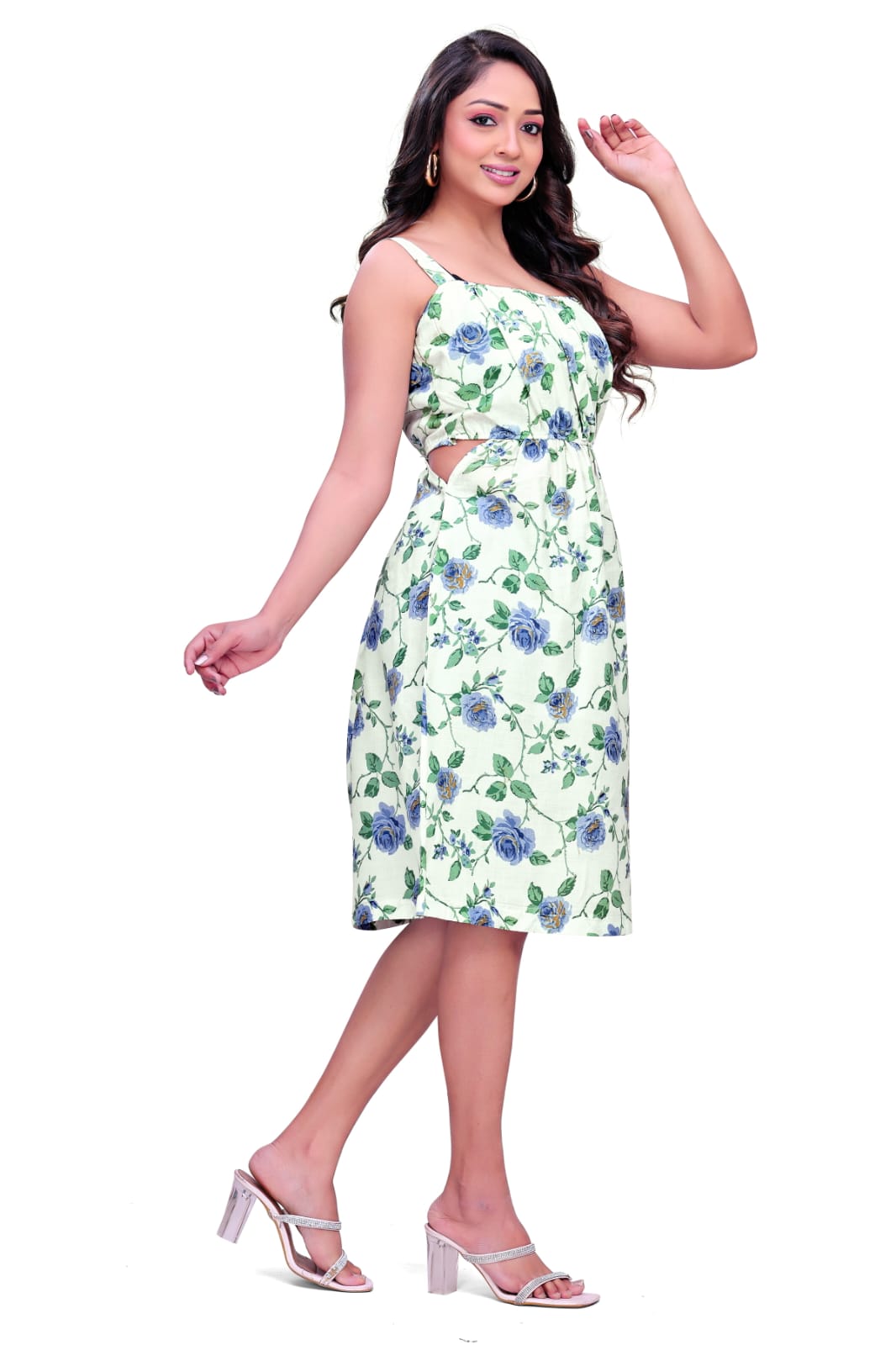 Summer Bloom Printed Cut-Out Dress