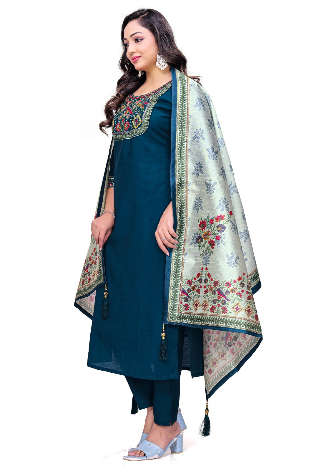 Royal Teal Embroidered Suit Set