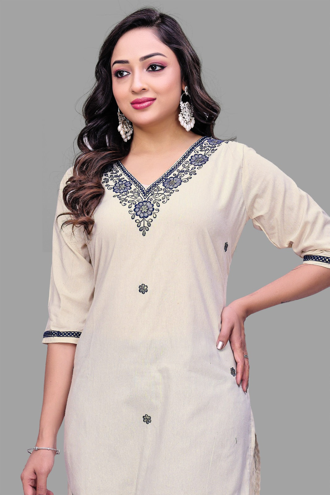 Ivory Grace Embroidered Kurti