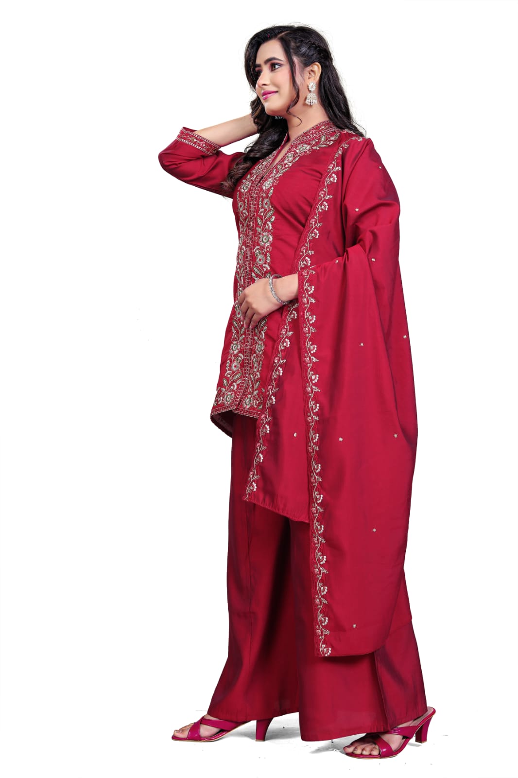 Wine Majesty Embroidered Suit Set
