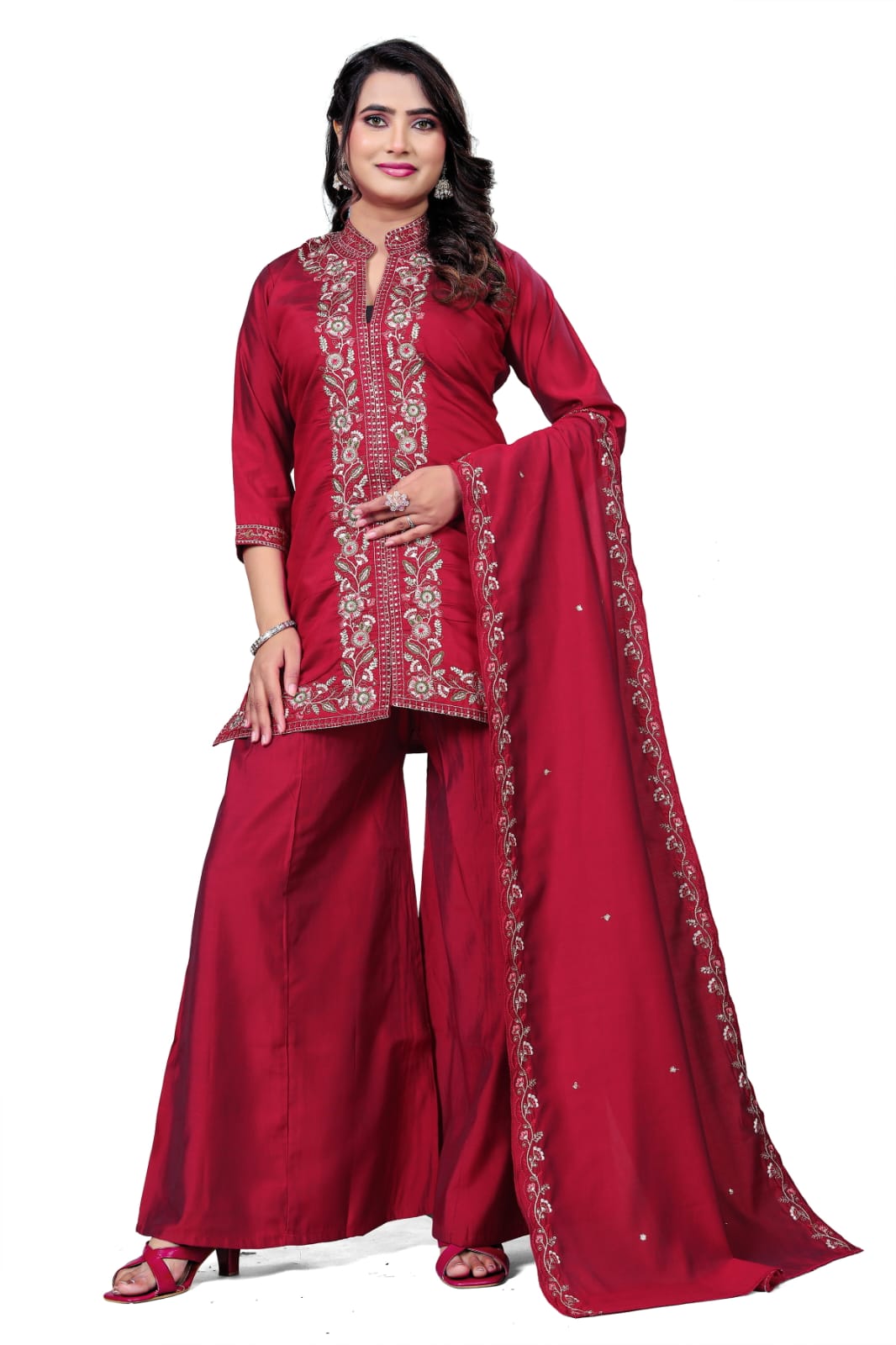 Wine Majesty Embroidered Suit Set