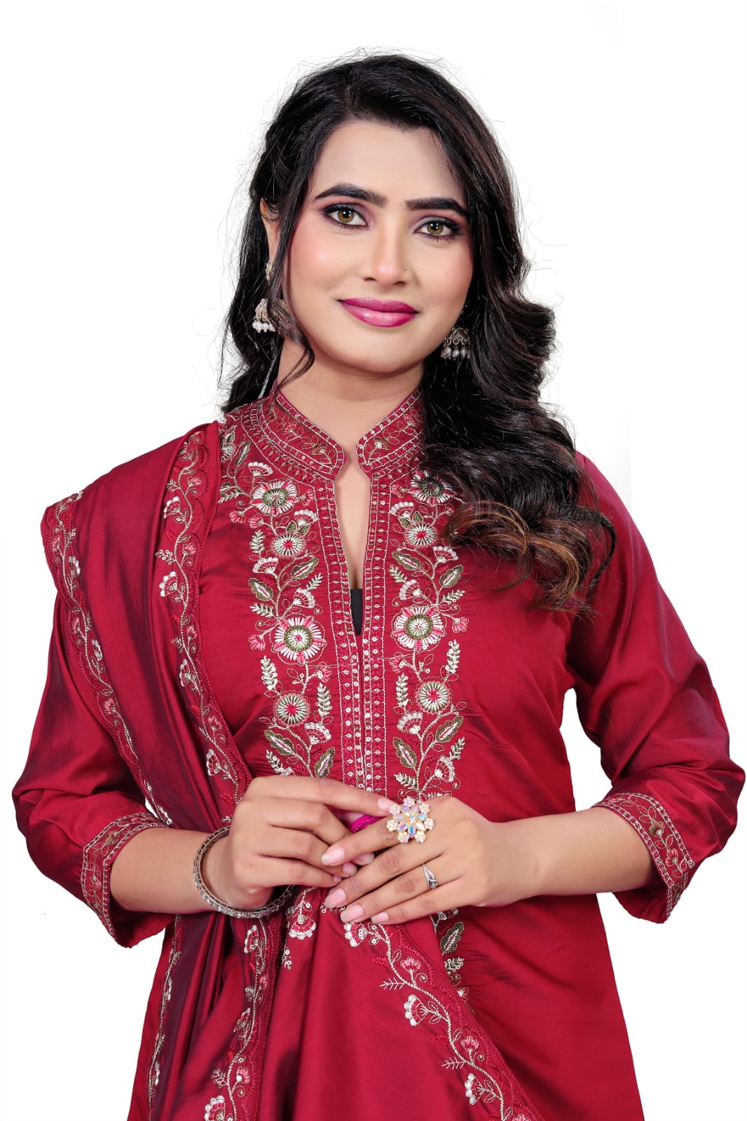Wine Majesty Embroidered Suit Set