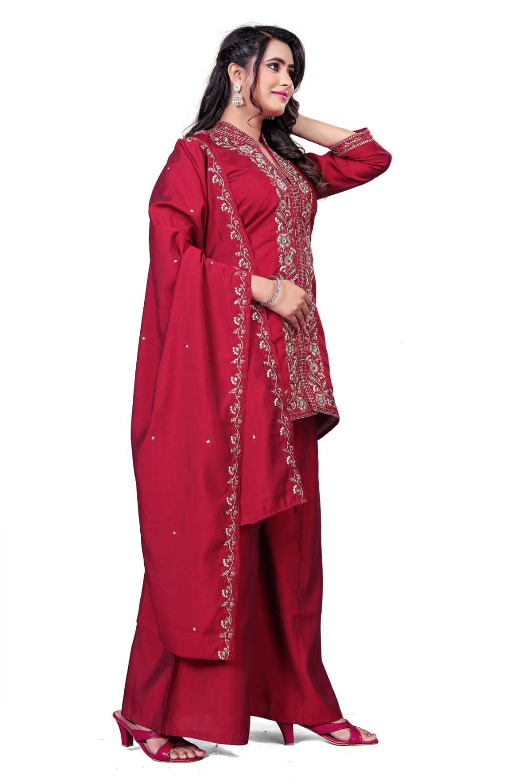 Wine Majesty Embroidered Suit Set