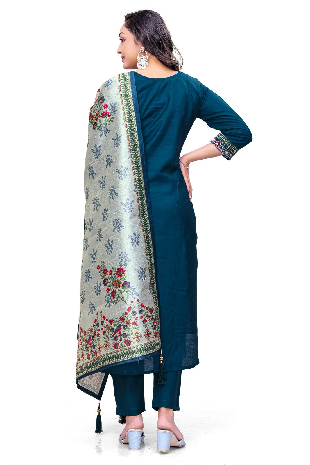 Royal Teal Embroidered Suit Set