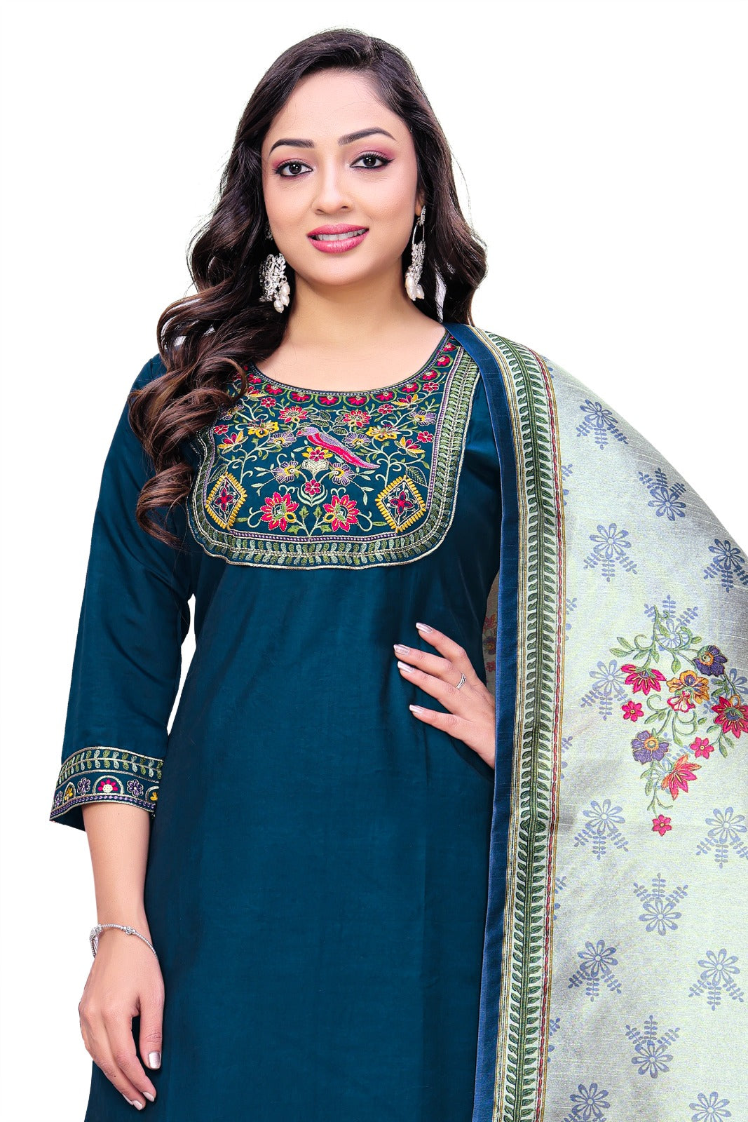 Royal Teal Embroidered Suit Set
