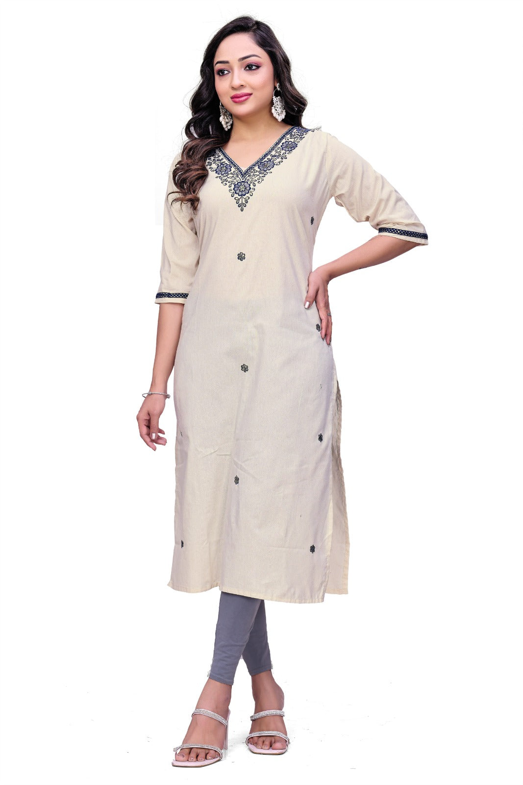 Ivory Grace Embroidered Kurti