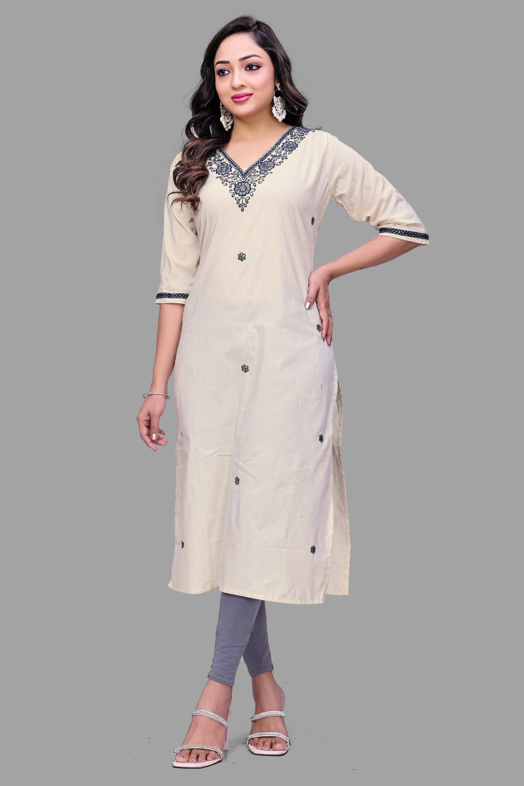 Ivory Grace Embroidered Kurti
